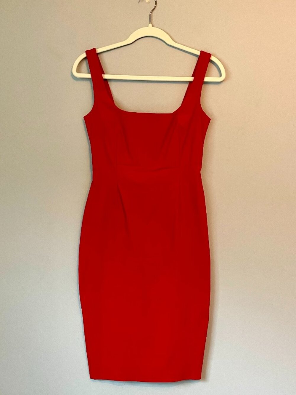 Red Bodycon Midi Dress by Vesper